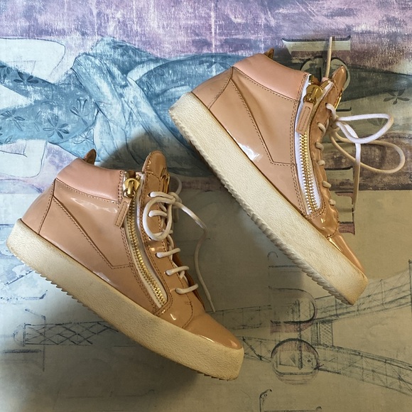 Giuseppe Zanotti Design Pink Patent High Top Sneakers 37 - Picture 10 of 15